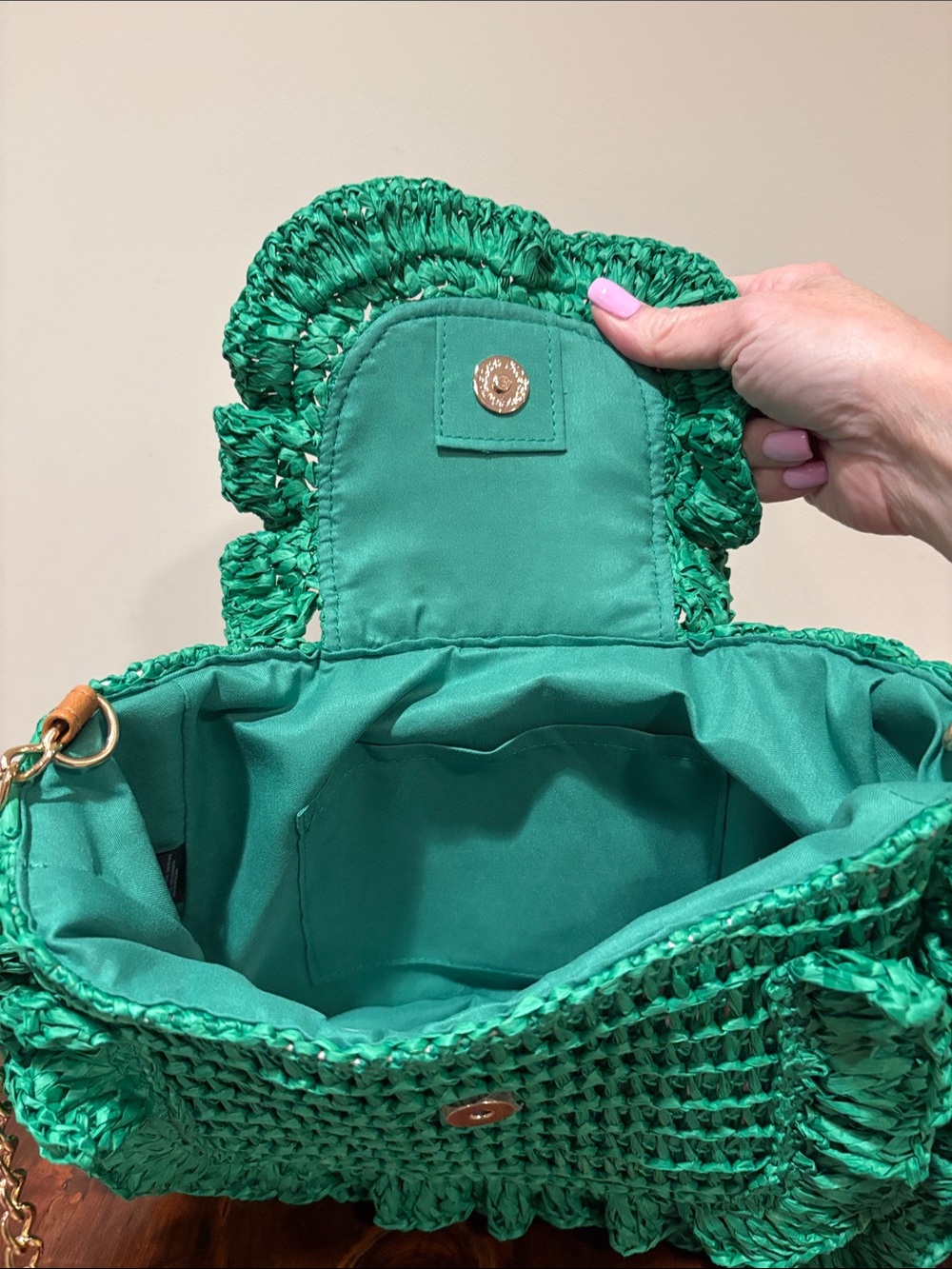 NWT Boston Proper Raffia Ruffle Detail Purse - Picture 5 of 11
